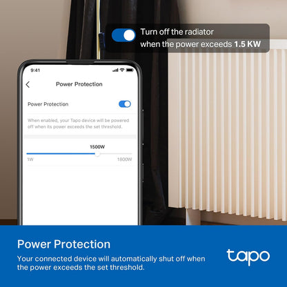 TP-Link Tapo Smart Plug P210M, toma Wi-Fi en pared, compatible con materia, monitoreo de energía, 15A/1800W Max, funciona con Alexa, Apple Home, Google Home, SmartThings, control de voz/remoto,