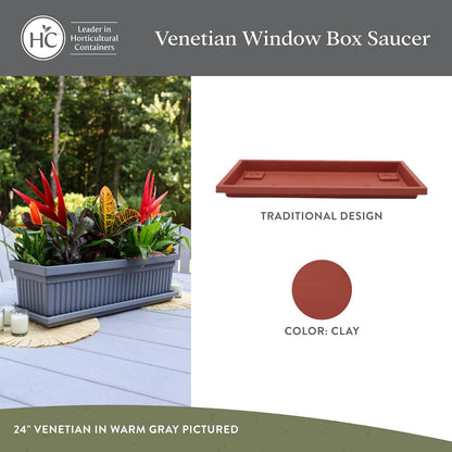 The HC Companies - Bandeja rectangular veneciana para plantas, platillo de plástico ligero, bandejas de goteo de plantas para drenaje, platillo resistente a los rayos UV para uso en interiores y