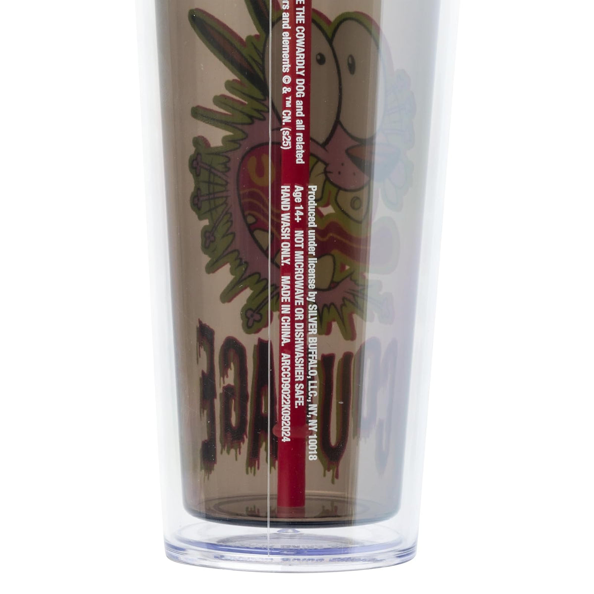 Silver Buffalo Courage The Cowardly Dog Scared Courage - Vaso de plástico para goteo de 26 onzas