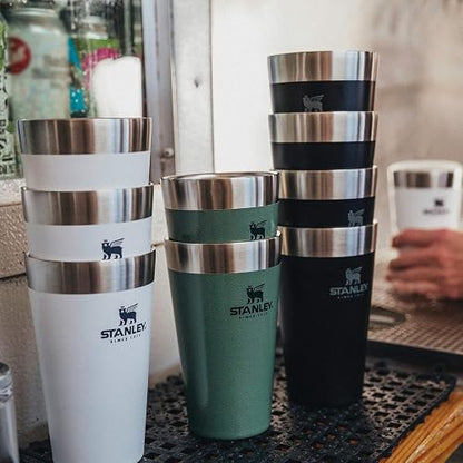 STANLEY Adventure - Vaso de cerveza apilable de 16 onzas, taza de beber apilable para bebidas frías, apto para lavaplatos, vaso de acero inoxidable aislado | sin BPA | orquídea suave