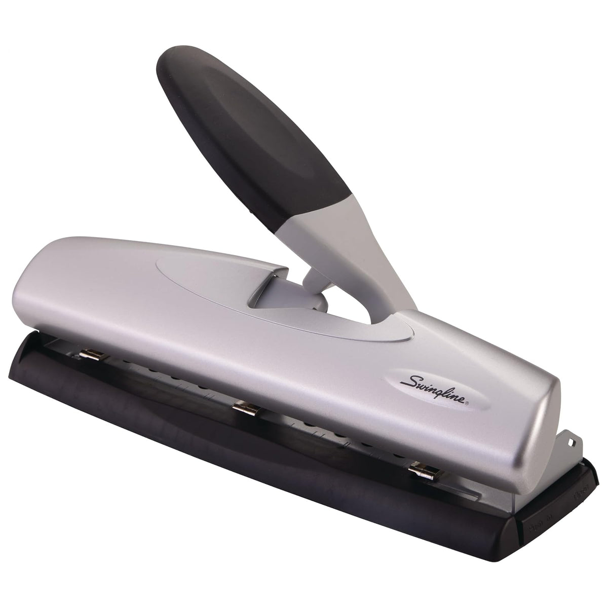 Swingline 74030 - Perforadora de agujeros de metal ligero con sistema ajustable para 2 – 7 agujeros, perforadora de papel de bajo esfuerzo, suministros para la escuela y oficina en el hogar, capacidad de 20 hojas, color negro y plateado