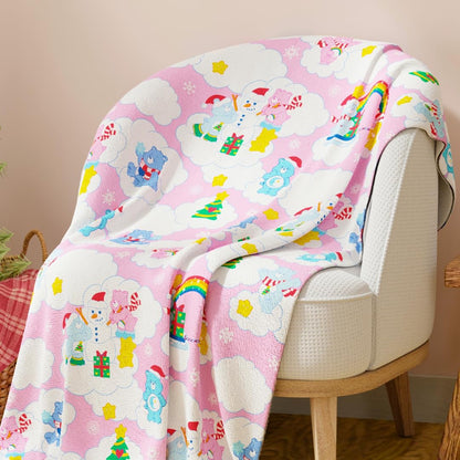 Franco Manta de Felpa Coleccionable con Personajes Licenciados - 1.1 x 1.5 m - Care Bears Holiday