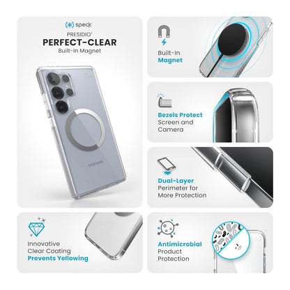 Speck - Funda para Samsung Galaxy S25 Ultra – Funda magnética, protección contra caídas de 13 pies, Anti-amarilleamiento-Samsung S25 Ultra, Bisel Elevado y Botones mejorados, Presidio