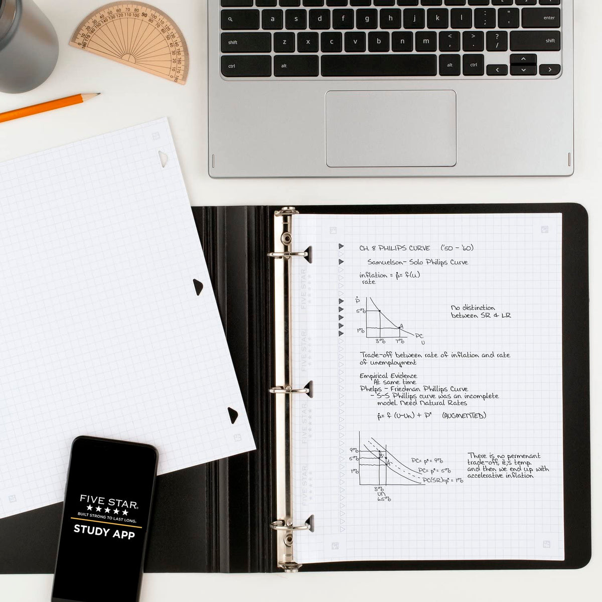 Five Star Loose Leaf Paper + Study App, 3 Pack, 3 Hole Punch Notebook Paper, Reinforced Graph Ruled Filler Paper, Fights Ink Bleed, 8-1/2" x 11", 80 Sheets per Pack (170027)
