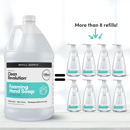 Clean Revolution Foaming Hand Soap Refill Supply Container. Ready to Use Formula. Spring Air Fragrance, 128 Fl. Oz | 4 Pack
