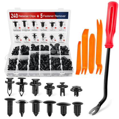 Nilight - Juego de 240 clips de retención de parachoques, remaches de plástico para automóvil, kit de retención de presión, clips de panel de ajuste de puerta para Toyota GM, Ford, Honda, Acura Chrysler, 2 años de garantía