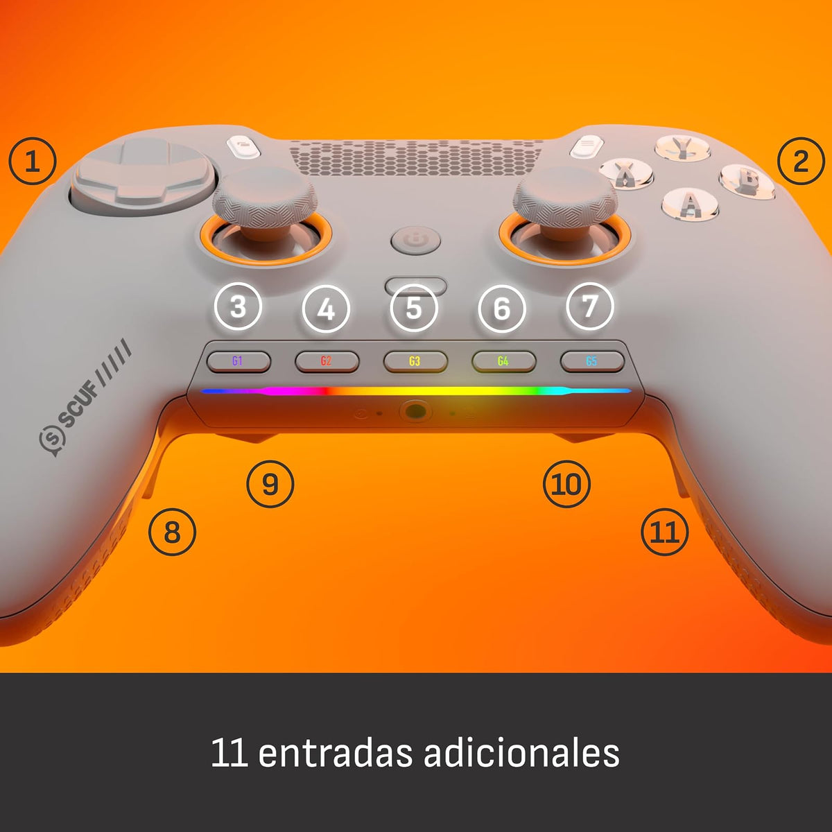 SCUF ENVISION PRO V2 (2025) Control Gaming Inalámbrico para PC – Gris claro