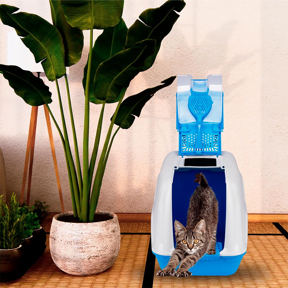 MPS Arenero para Gatos Netta CH con Tapa y Puerta Abatible, Filtro de Carbón Activado, Fácil Limpieza y Transporte Seguro
