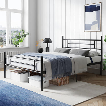 Avenco - Marco de cama de tamaño matrimonial con plataforma de metal con cabecero clásico, marco de cama de 14 pulgadas, almacenamiento adecuado debajo de la cama, soporte fuerte de listones de metal,