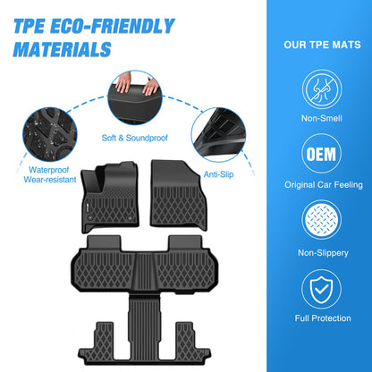 Nilight TPE Alfombrillas para Chevy Traverse GMC Acadia 7 Asientos 2024 | Buick Enclave 7 asientos 2025 2026 para todo tipo de clima, revestimiento de piso resistente