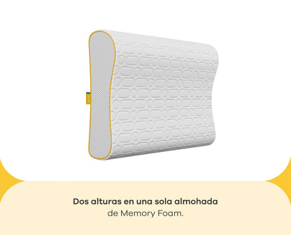 Nooz Almohada Dual Memory Foam Cervical Doble Altura Soporte Ergonómico para Dormir de Lado Firme para Cuello