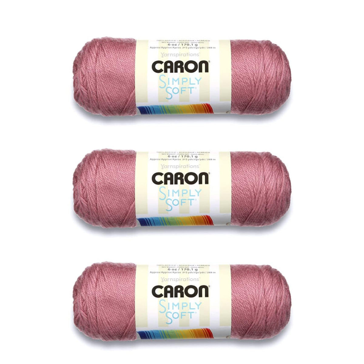 Caron Simply Soft Estambre Acrílico, Paquete de 3 Madejas de 170 g - Vino de ciruela - Paquete de 3