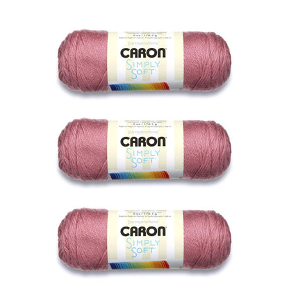 Caron Simply Soft Estambre Acrílico, Paquete de 3 Madejas de 170 g - Vino de ciruela - Paquete de 3