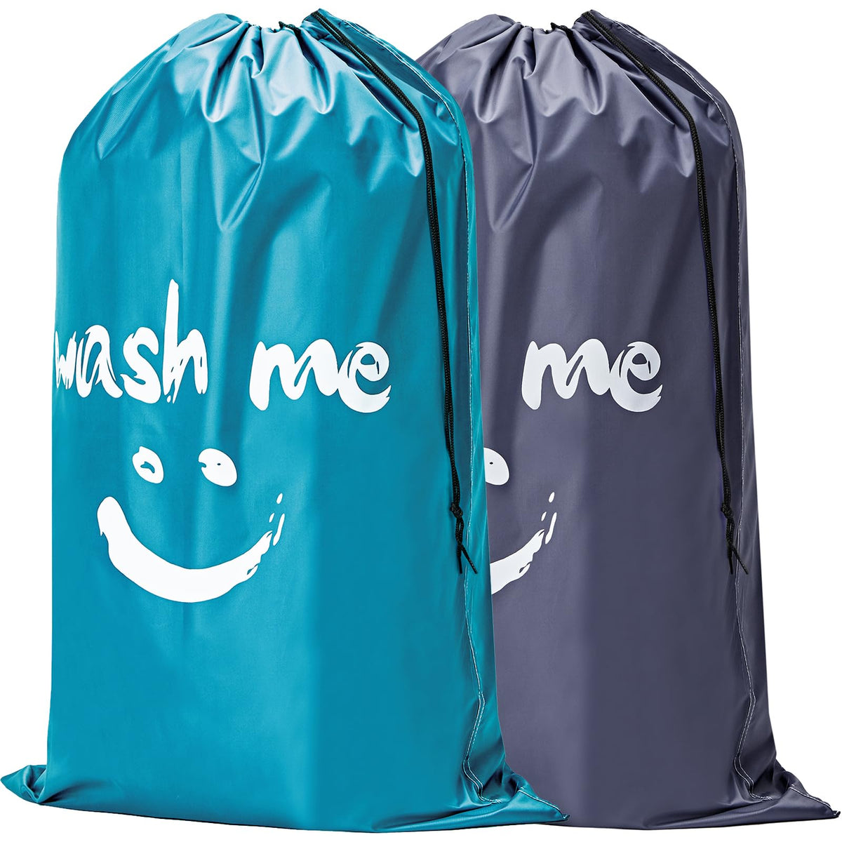 HOMEST - Paquete de 2 bolsas de lavandería de viaje XL, organizador de ropa sucia, lo suficientemente grande como para contener 4 cargas de lavandería, fácil de colocar en una cesta de lavandería o - (Ⅰ-Wash me) Gris y azul cielo