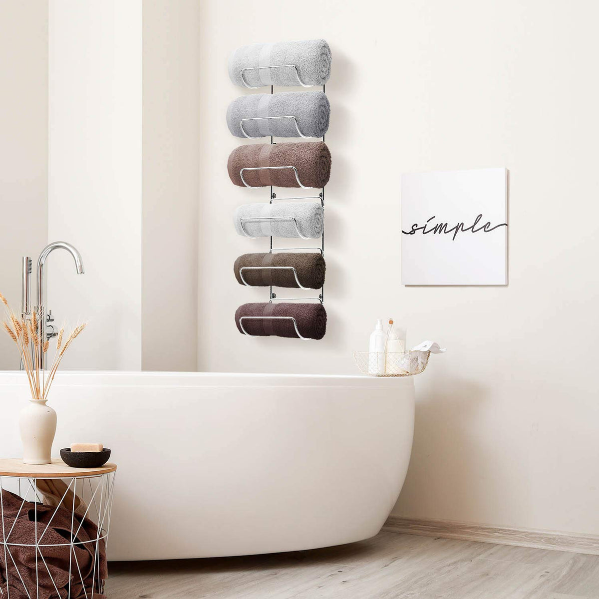 Sorbus Square Floating Shelf for Wall - 3 Small Shelves with Invisible Mounting Brackets for Living Room Decor, Bedroom, Bathroom Decor, Kitchen - 9" Rustic White Wall Shelf to Display Photos Trophies