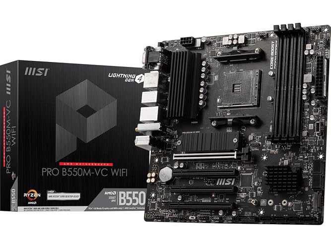 MSI Pro B550M-VC WiFi ProSeries Placa Base (AMD AM4, DDR4, PCIe 4.0, SATA 6Gb/s, M.2, USB 3.2 Gen 2, HDMI/DP, Wi-Fi, mATX)