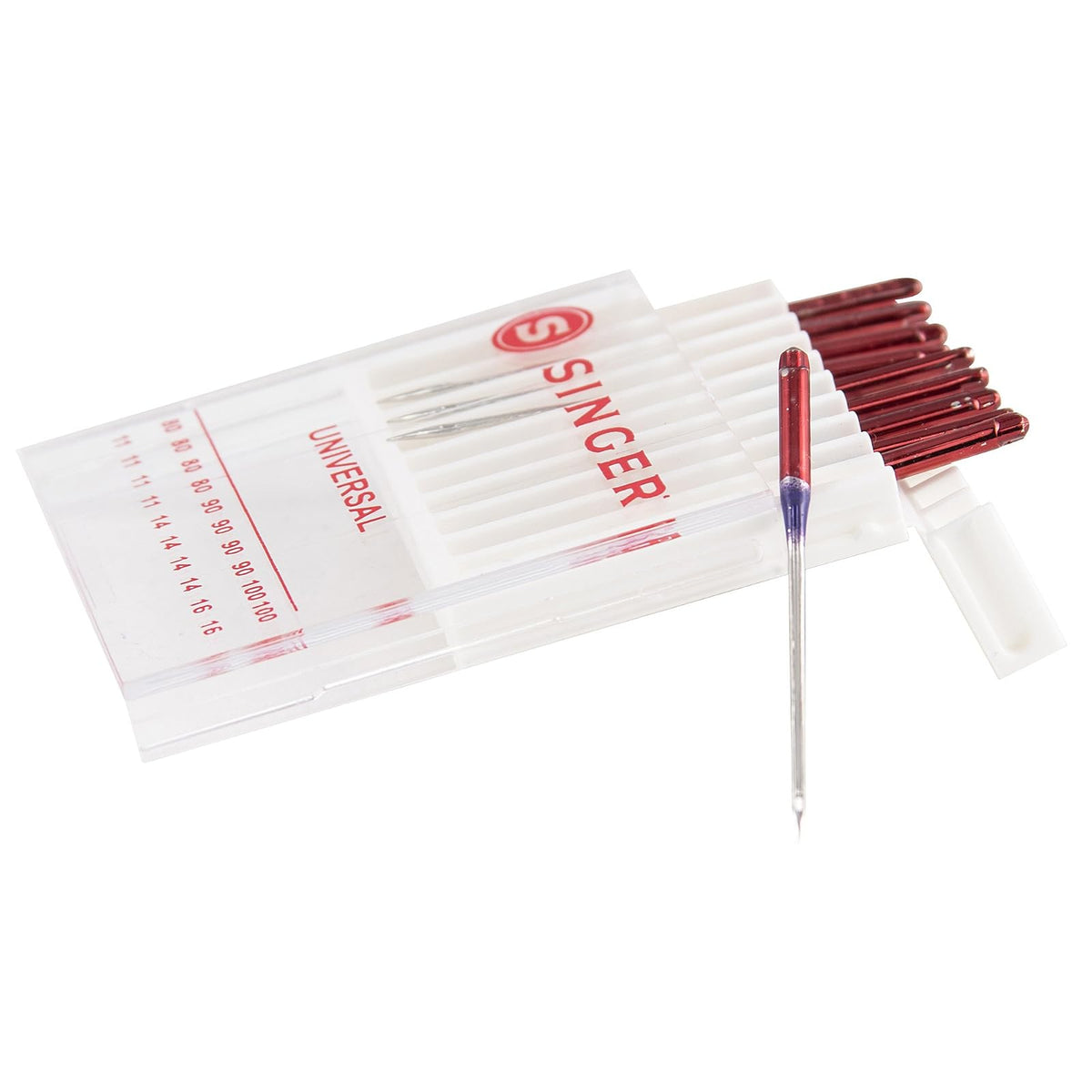 Singer Juego de Accesorios Que Incluye 9 Prensa Telas, Aguja Doble y Estuche + Agujas de máquina de Punto Regular, tamaño 80/11, Size 11, 14, 16 10/Pkg, 10 Unidades, 1