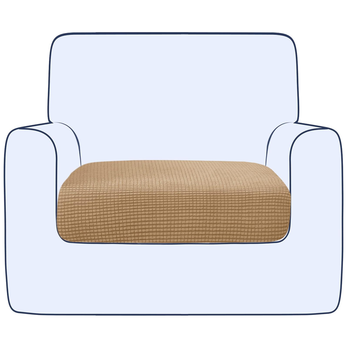 Ouka Funda de Cojín Elástica para Sofá, Reversible - Caqui - Pequeño