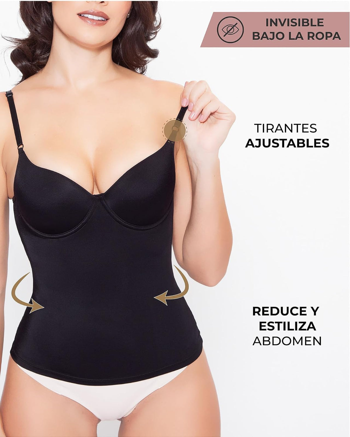 BODYcontrol Camiseta Moldeadora con Copas para Mujer – Cami con Control en Abdomen, Cintura y Espalda, Blusa Interior y Exterior con Ajuste Cómodo e Invisible Bajo la Ropa 2614