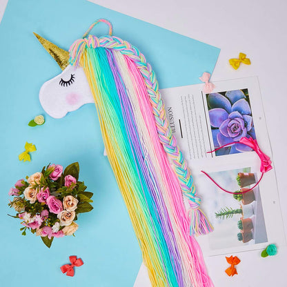 FIOBEE Soporte de lazo para el pelo de unicornio para niñas, organizador de diadema, almacenamiento de unicornio, colgante de pared, decoración del hogar para habitación de niñas
