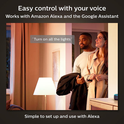 Philips Hue Paquete de 2 bombillas inteligentes A19 de color blanco, 1100 lúmenes, compatible con Bluetooth y Zigbee (concentrador de color opcional), funciona con Alexa y Google Assistant