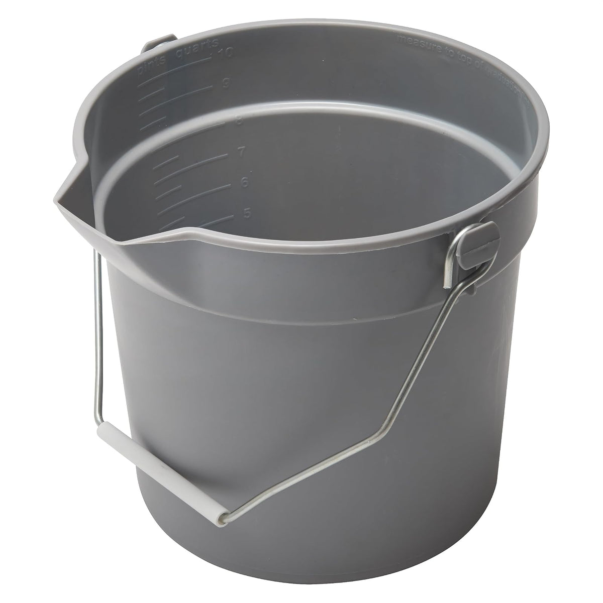 Winco cubeta de plástico Resistente con Boquilla de vertido, 10 Cuartos de galón, Gris