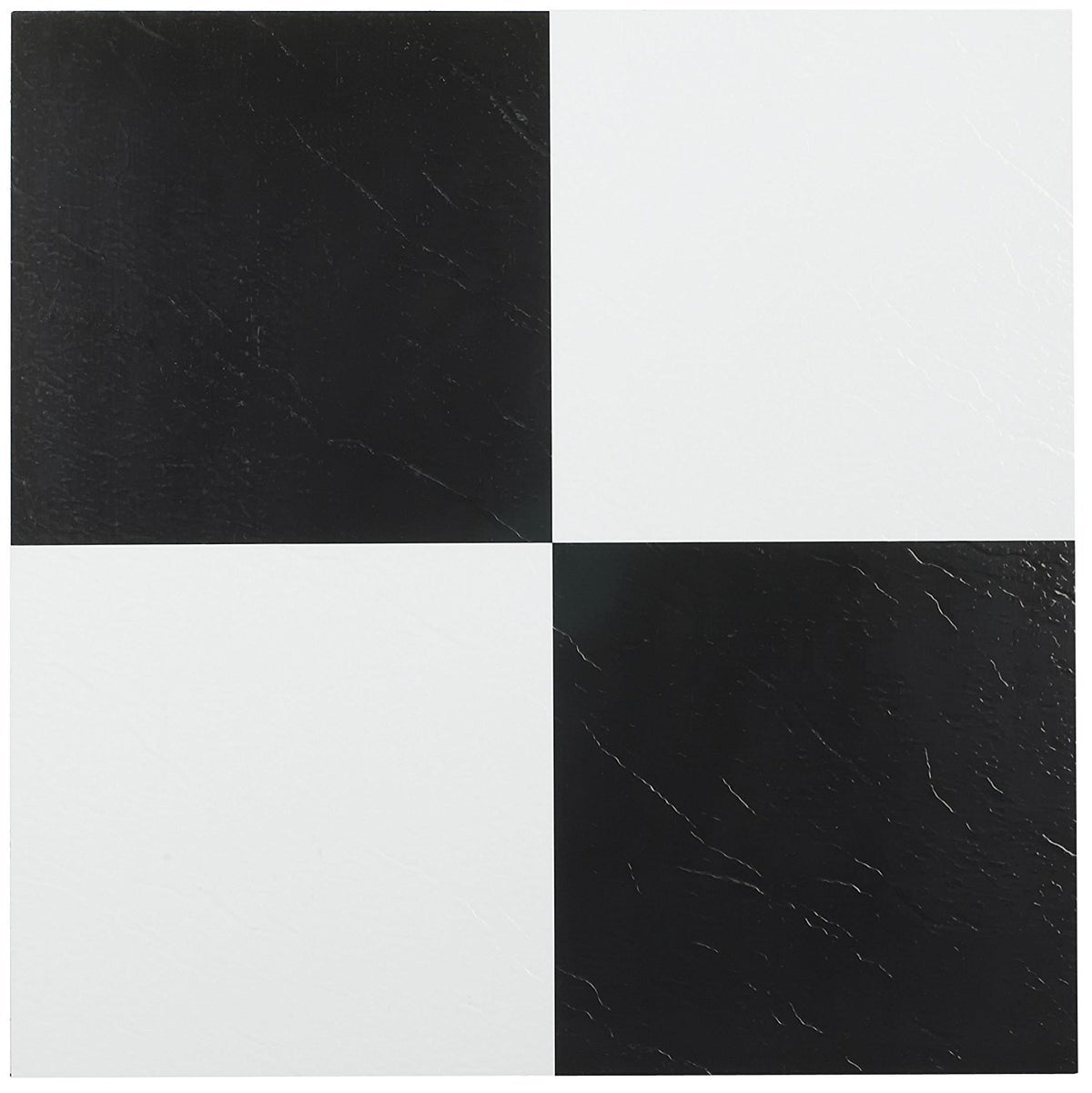 Achim Nexus Azulejos Autoadhesivos de Vinilo, 30.5 x 30.5 cm, Paquete de 20 - Negro - Blanco - Aspecto estampado