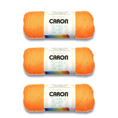 Caron Simply Soft Estambre Acrílico, Paquete de 3 Madejas de 170 g - Orange 10 - Paquete de 3