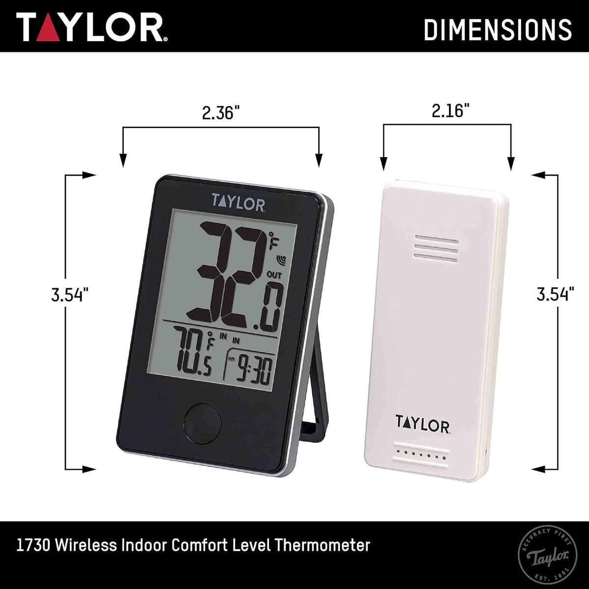 Taylor Precision Products Termómetro digital inalámbrico para interiores y exteriores
