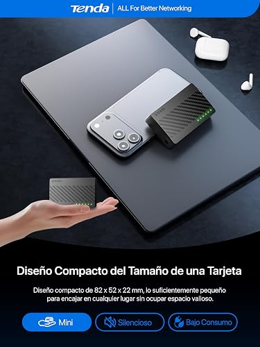 Tenda SG105 Switch Ethernet Gigabit 5 Puertos Splitter Plug & Play | Switch de red no administrable con LED. Silencioso, compacto, montaje en pared/escritorio. Para cable, Router, PC, NAS.