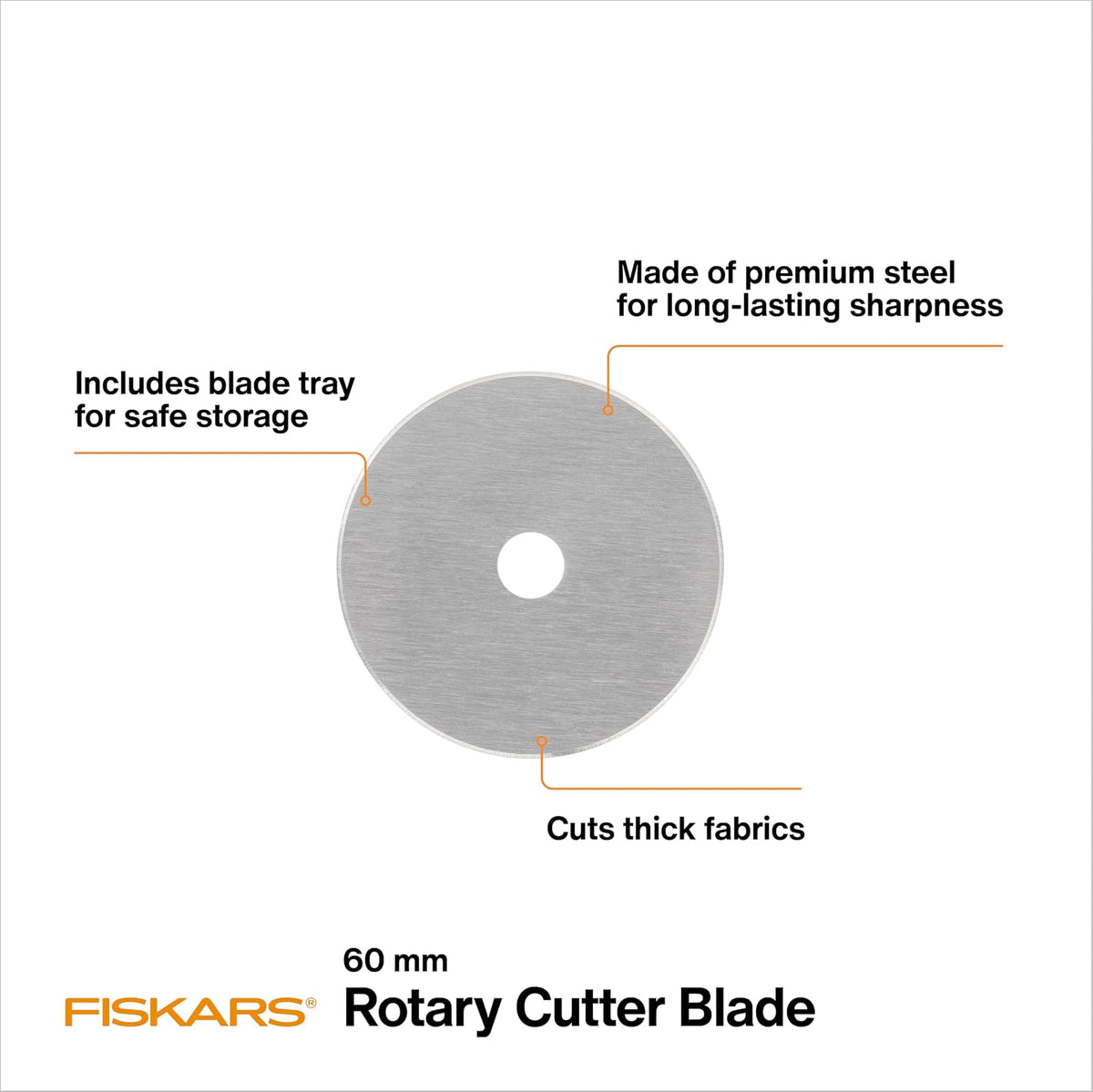 Fiskars - Cuchillas rotativas, 60 mm, 2 unidades, color gris