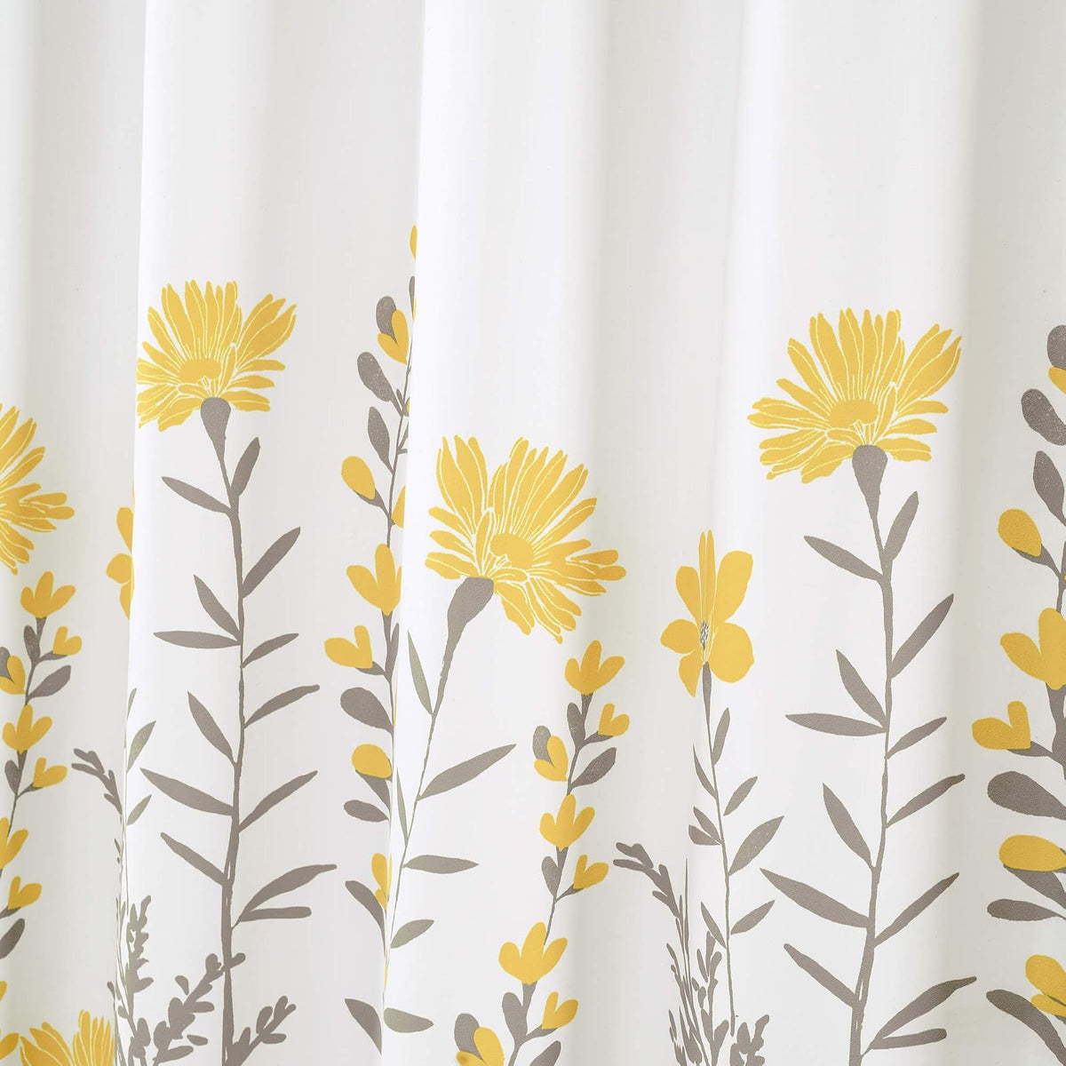 Lush Decor - Cortina de Ducha Floral de Aprile, 72 Pulgadas de Ancho x 72 Pulgadas de Largo, Amarillo y Gris, Bonita Cortina de Ducha Amarilla para baño, casa de Campo, decoración de baño Francesa y