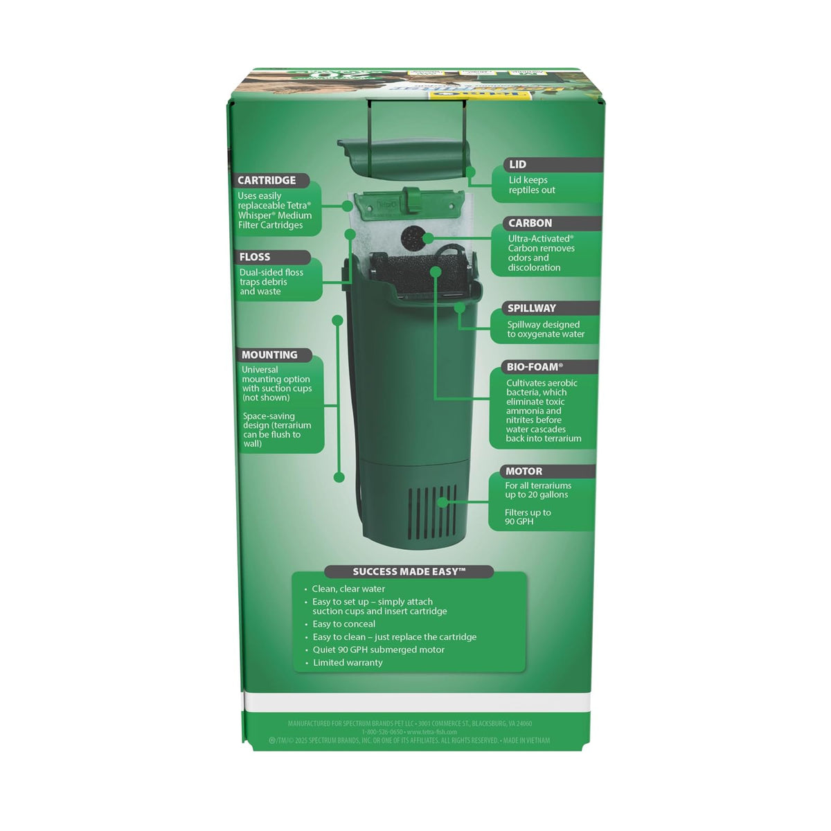 Tetra ReptoFilter - Filtro para terrarios, Verde, 90 GPH
