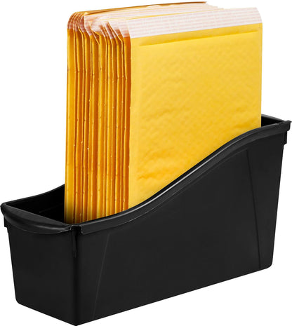 Storex 70109E06C) - Contenedor grande para libros, organizador de plástico entrelazado para el hogar, la oficina y el aula, color negro (Paquete de 6)