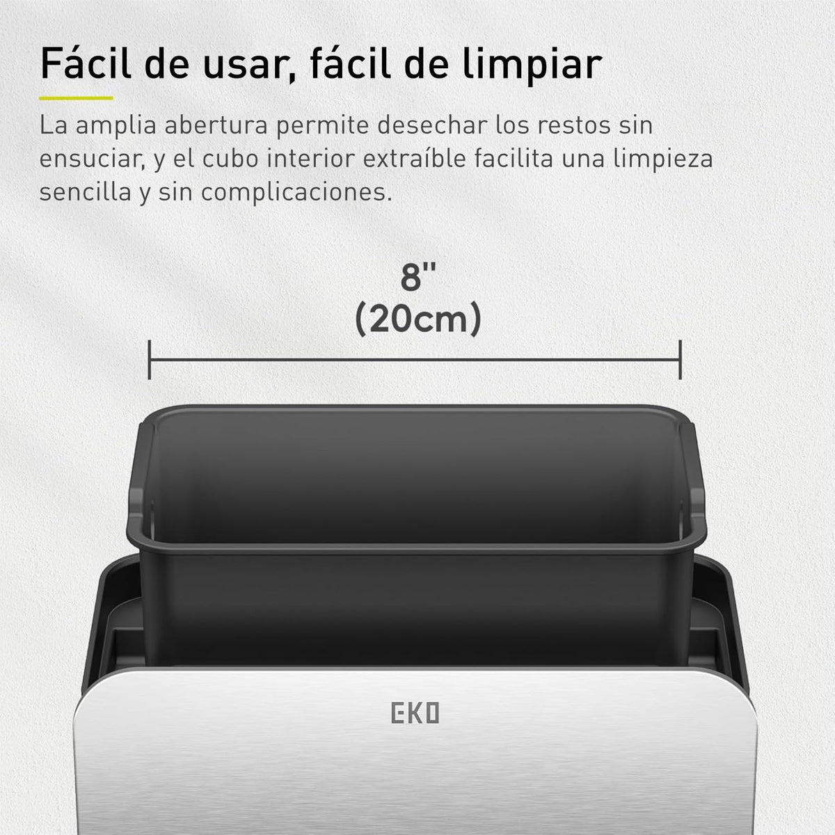EKO Cubo de Compostaje para Cocina de 7 L, Acero Inoxidable, con Cubeta Interior Extraíble y Compartimento para Desodorizante, Contenedor 2 en 1 para Encimera