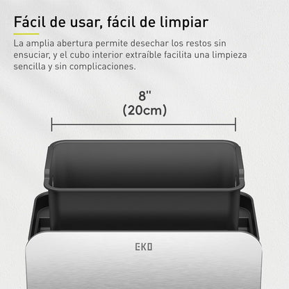 EKO Cubo de Compostaje para Cocina de 7 L, Acero Inoxidable, con Cubeta Interior Extraíble y Compartimento para Desodorizante, Contenedor 2 en 1 para Encimera