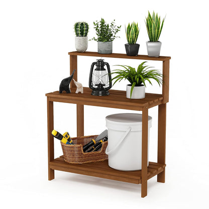 Furinno Tioman Banco para Macetas de Madera Dura, Natural