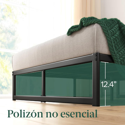 Zinus 35 cm ABEL Estructura de Cama con Plataforma metálica/Base de colchón con Soporte de láminas de Acero/Montaje Sencillo/Cama en una Caja/Muebles de Dormitorio/Base de Cama matrimonial