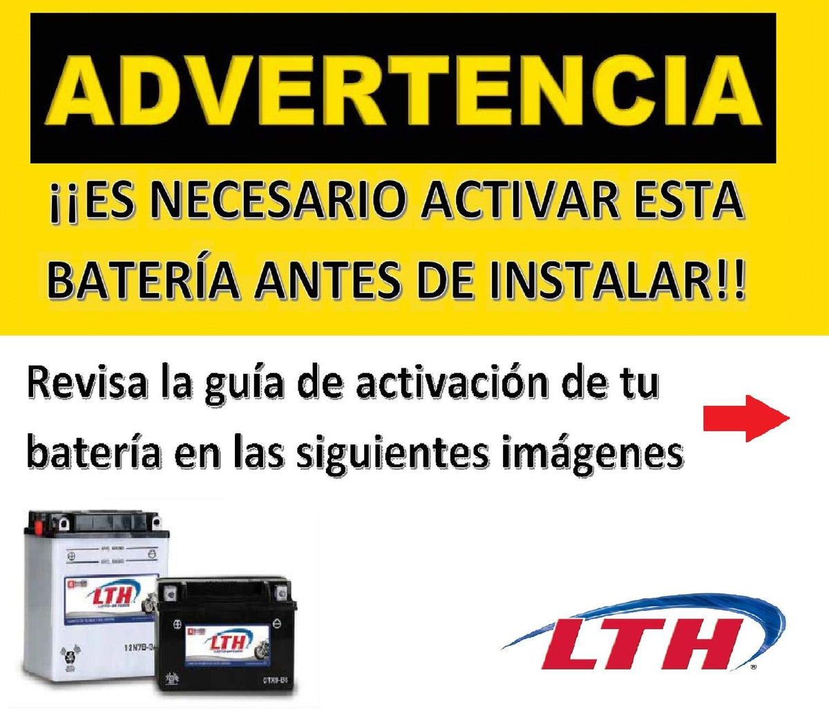 LTH Batería de Moto AGM 12V 6.5Ah Modelo CT7B-BS