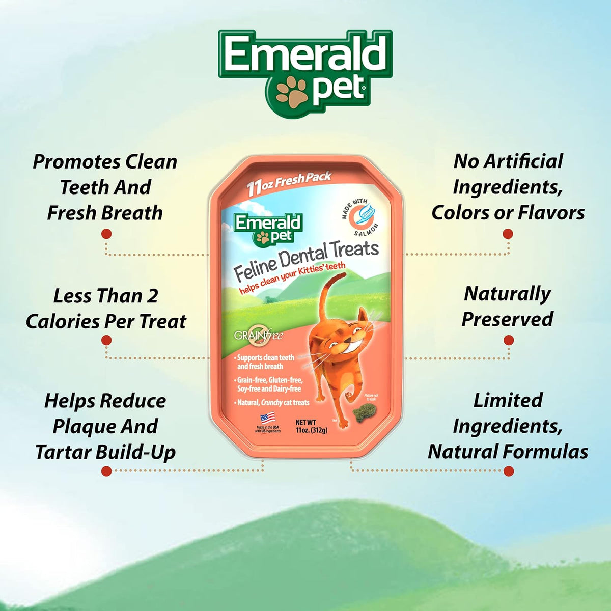 Emerald Pet, Premios Dentales de Salmón para Gato 11 oz