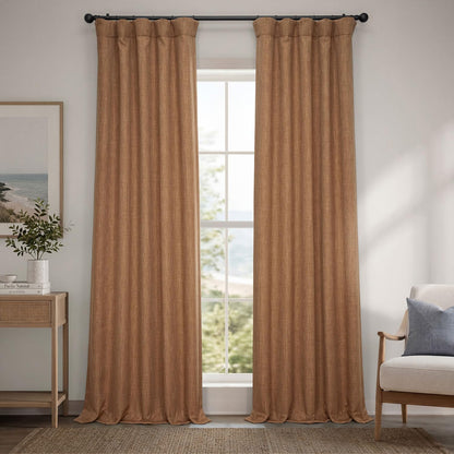 Half Price Drapes Cortina de Lino Sintético, Panel Individual - 127An x 304.8Al cm (1 Paneles) - Butterscotch
