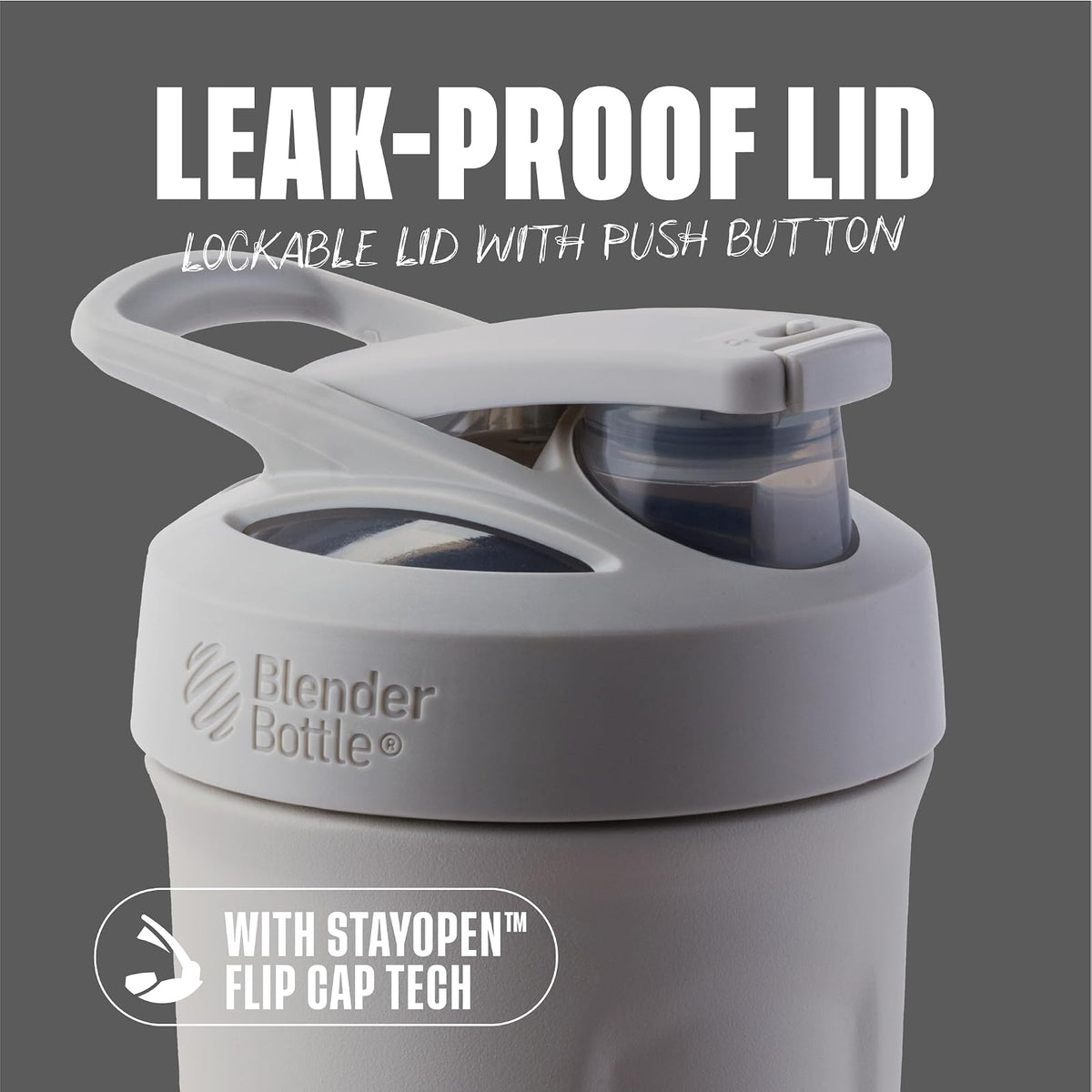 BlenderBottle - Botella agitadora deportiva de acero inoxidable aislada con batidor de alambre, 24 onzas, gris, batidos de proteínas e hidratación para atletas y entusiastas del fitness, fácil mezcla