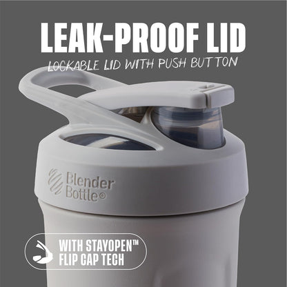 BlenderBottle - Botella agitadora deportiva de acero inoxidable aislada con batidor de alambre, 24 onzas, gris, batidos de proteínas e hidratación para atletas y entusiastas del fitness, fácil mezcla