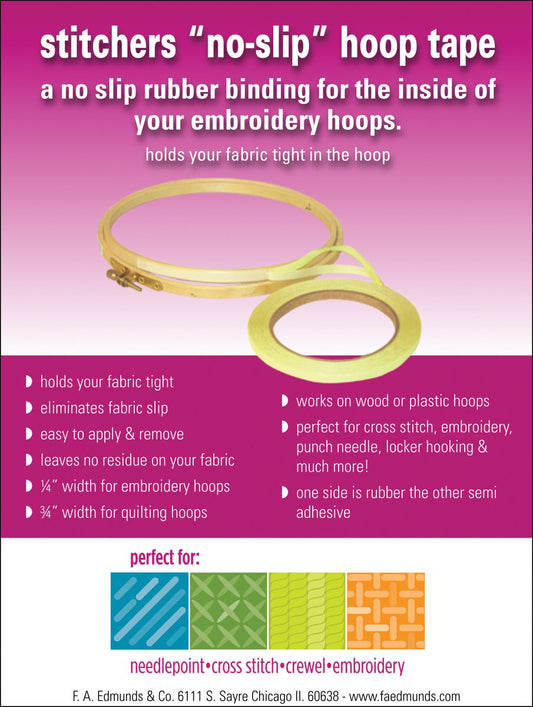Edmunds EHT-1 Stitchers Cinta de aro antideslizante amarilla, 0,63 cm por 3 yardas