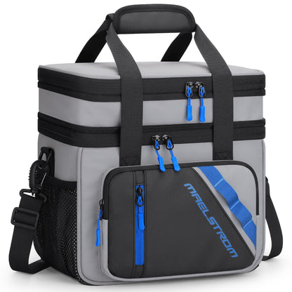 Maelstrom Caja de Almuerzo, Bolsa de Almuerzo Térmica 20L para Hombres y Mujeres, Bolsa Refrigerador Antifugas de Doble Compartimento Expandible con 6 Bolsillos, Bolsa Reutilizable para Trabajo y Picnic
