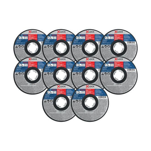 BOSCH TCWX1S450P10 4-1/2 pulgadas. X-LOCK® - Ruedas de corte de metal y acero inoxidable, paquete de 10, grano 60, tipo 1/41