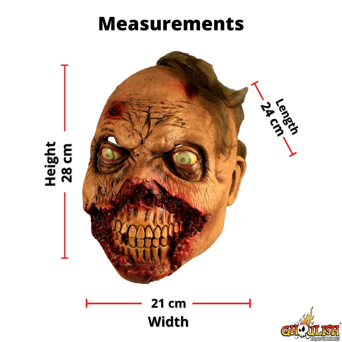 Ghoulish Productions Rotten Gums, Máscara de Zombie Tenebroso, Disfraz de Zombi Apocalíptico ideal para Halloween y Fiestas de Disfraces