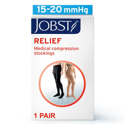 JOBST Relief Medias de compresión graduada hasta la cintura 15-20mmHg - Diseño unisex cómodo - Puntera abierta, beige, mediano