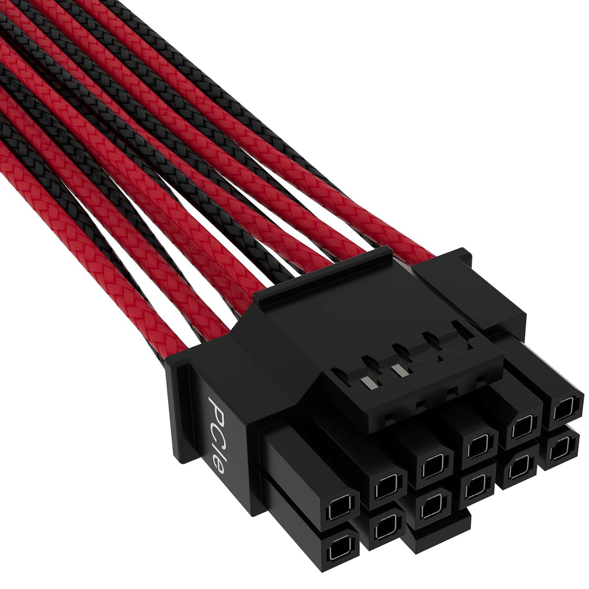 Corsair Premium PCIe 5.0 de 600 W/Cable PSU Gen 5 12VHPWR – Apto para PCU Type-4 Mediante Conector PCIe Doble de 8 Patillas - Conector de 12+4 Patillas - Fundas Paracord con Malla – Negro/Rojo