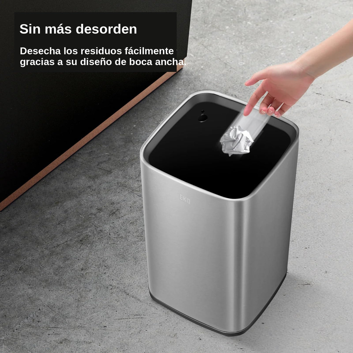EKO Bote de Basura Abierto 10 L Baño | Apertura superior amplia